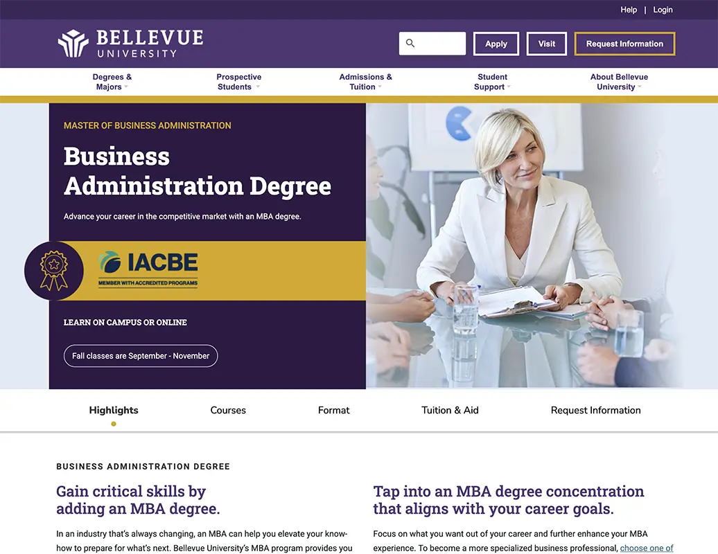 Bellevue University Degree Page