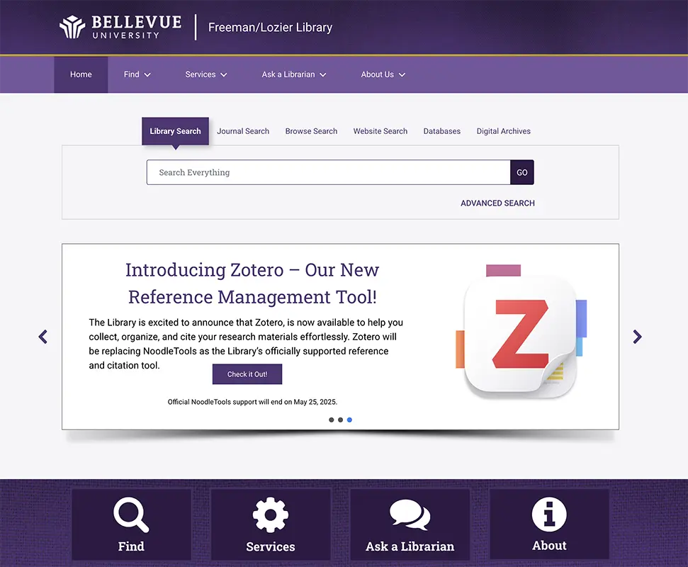 Bellevue University Library Homepage